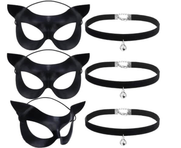 3 Juegos de Accesorio de Disfraz de Gato de Halloween Incluido 3 Piezas Máscaras
