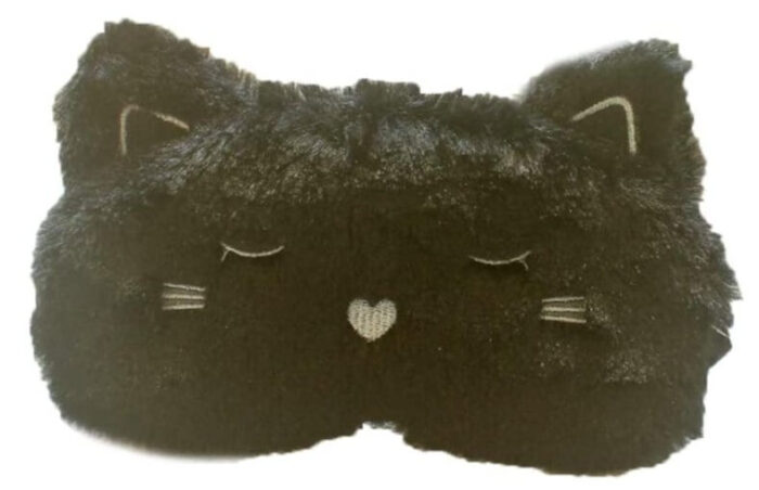 Antifaz de dormir Monbedos de felpa suave de satén, estilo gato negro