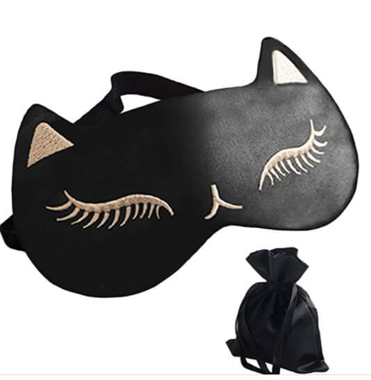 dressfan Antifaz para Dormir Seda Máscara para Dormir Gato Material de sombreado Relleno