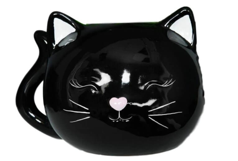 Ceramic Hucha diseño de Gato, Color Blanco y Negro