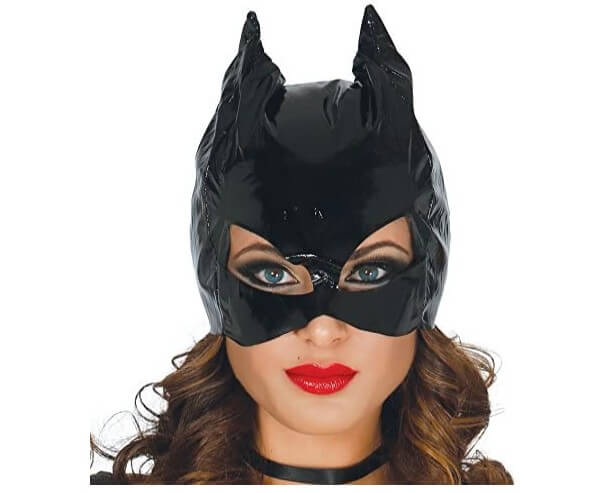 Máscara de Catwoman de vinilo negro para disfraces