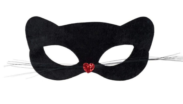Boland BOL00297 - Máscara de gato negro con nariz en forma de corazón para adulto