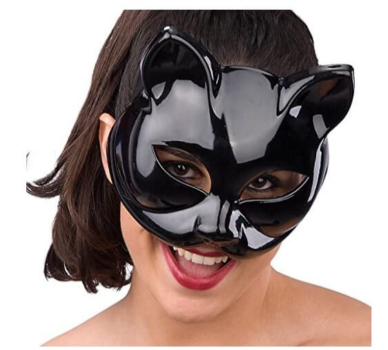 Mujer de Gata catwoman de máscara negra en plástico pesado