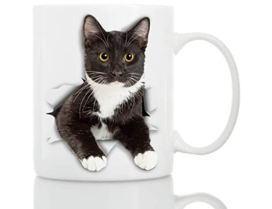 Taza Gato Bicolor de Cerámica para Cafe Tuxedo Cat