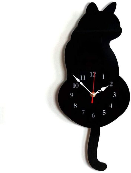 Artensky Reloj de Pared acrílico Moderno Lindo Gato Reloj sacudir la Cola decoración del hogar Mover Silencio