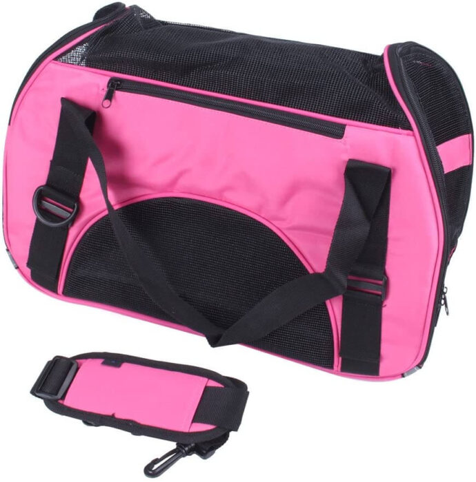 FOBUY - Bolsa de viaje (transportín) plegable, extensible y cómoda para mascotas (color rosa pálido).