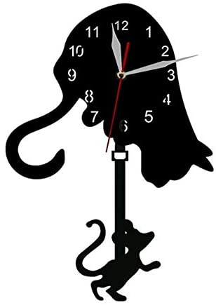 Silencioso Reloj De Pared Lindo del Ratón del Gato Decoración De La Oficina En El Hogar