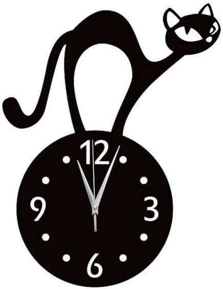 Pared de Gato Reloj de Pared de Dibujos Animados Reloj Redondo Reloj