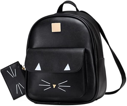 Mochila de ocio Cute Cat Mini School Bag, para Mujeres o Niñas (Negro)