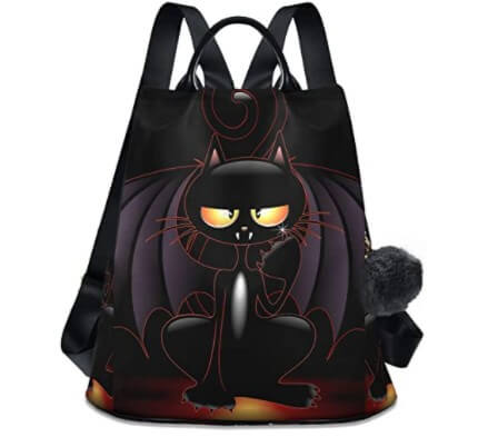 Mochila para mujer, antirrobo, diseño de ala de gato negro