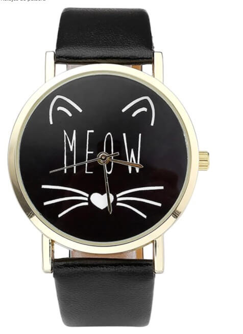 Relojes JSDDE, relojes clásicos para damas, encantador gato "MEOW"