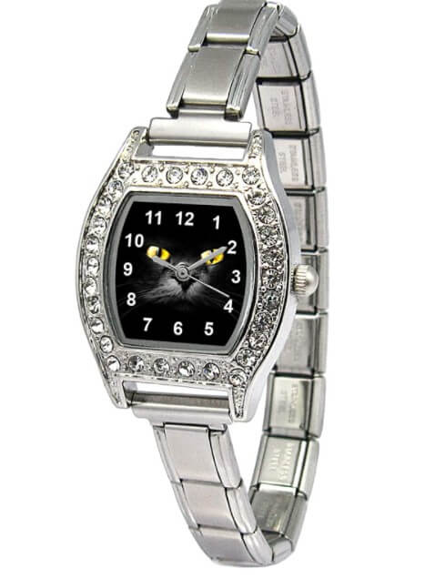 Timest - Gato Negro - Italian Charms Reloj para Mujer