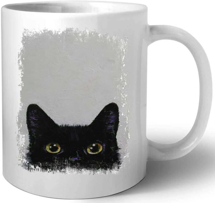 gato negro cerámica taza mug